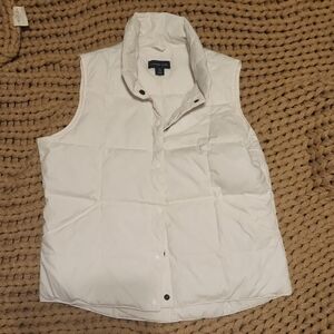 Lands' End Classic White Puff Vest Medium